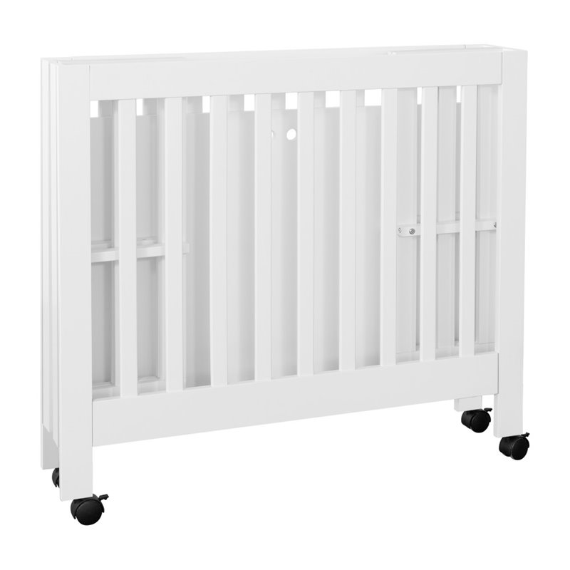 Babyletto Origami Portable Folding Mini Crib with Casters in White