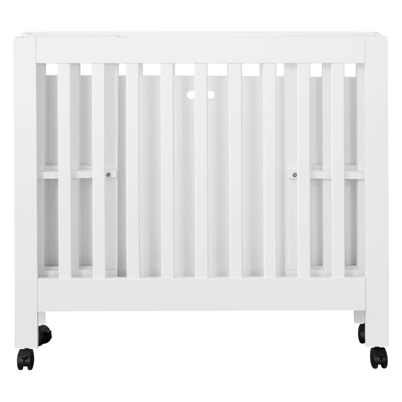 Babyletto Origami Portable Folding Mini Crib with Casters in White
