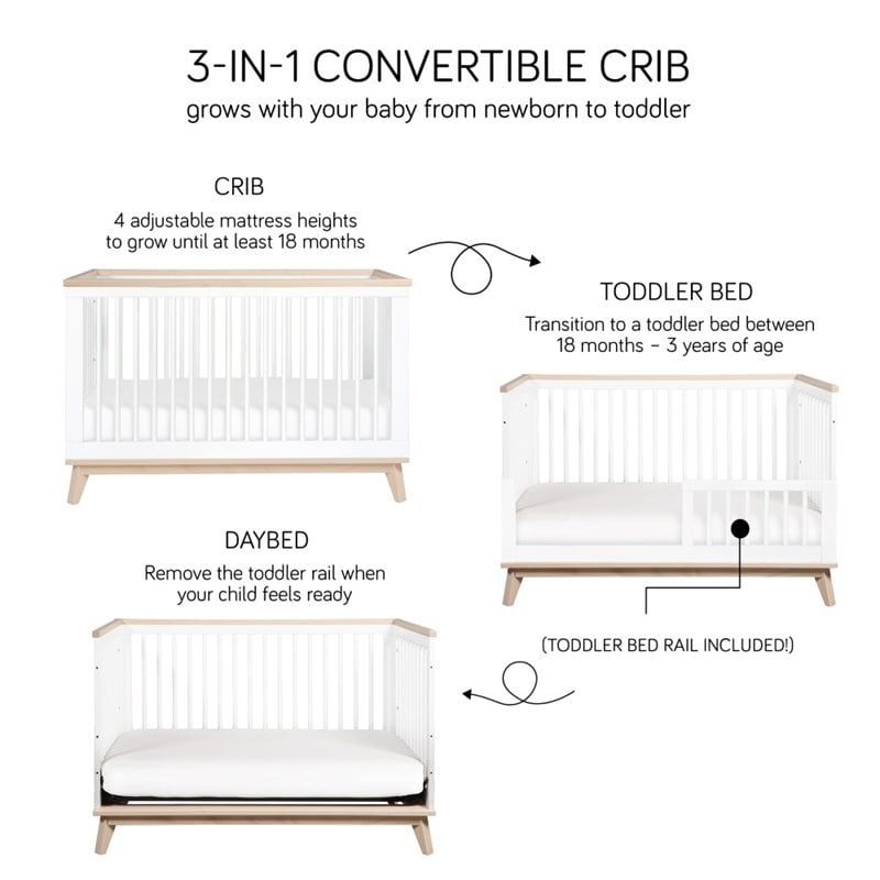 Scoot 3-in-1 Convertible Crib & Toddler Bed Conversion Kit White/Washed Natural