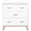 Babyletto Scoot 3 Drawer Dresser with Removable Changing Tray in White & Natural