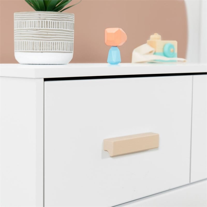 Babyletto Scoot 3 Drawer Dresser with Removable Changing Tray in White & Natural