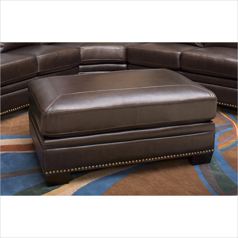 Abbyson Living Arizona Leather Ottoman in Dark Truffle