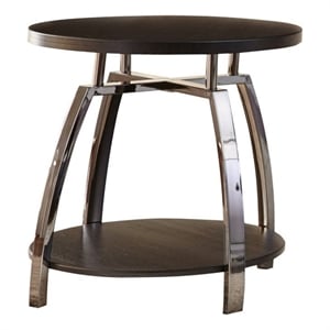 Steve Silver Coham Round 23&quot End Table in Black Nickel
