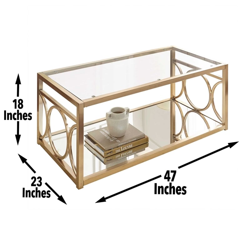 Olympia Glass Top Coffee Table in Gold Chrome