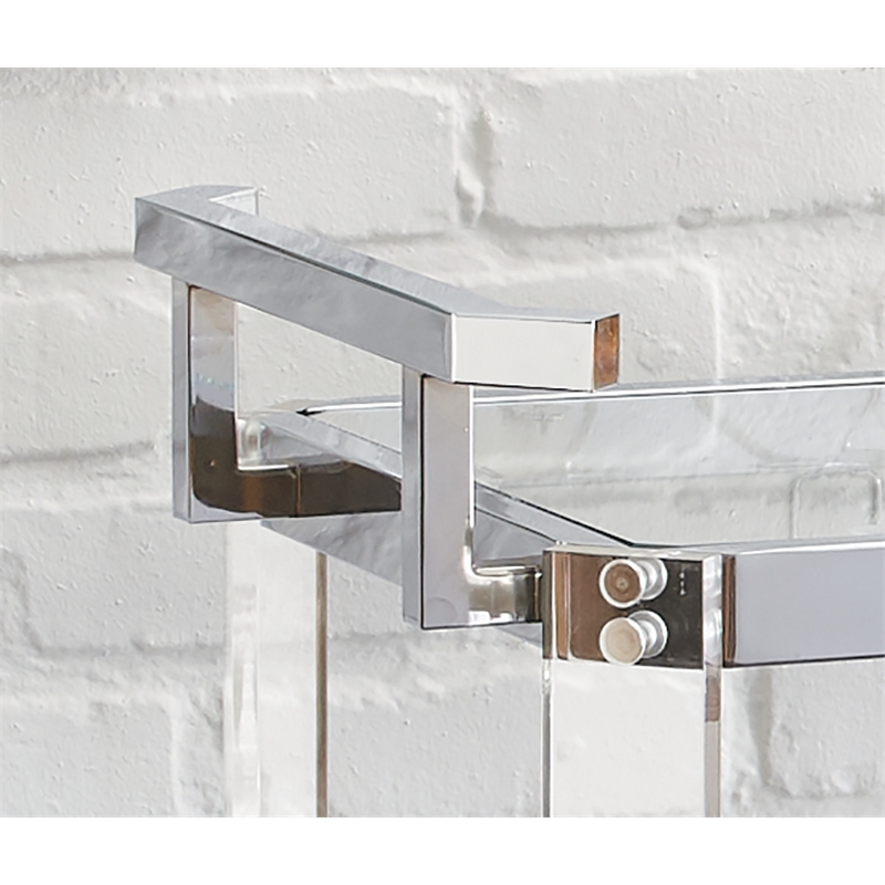 Aerin Acrylic Bar Cart in Clear Acrylic with Chrome trim