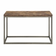 Lorenza Console Table in Distressed Brown Wood with Nickel base