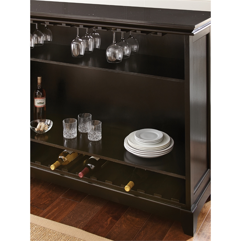 Garcia Counter Height Home Bar with Foot Rail in Ebony Brown