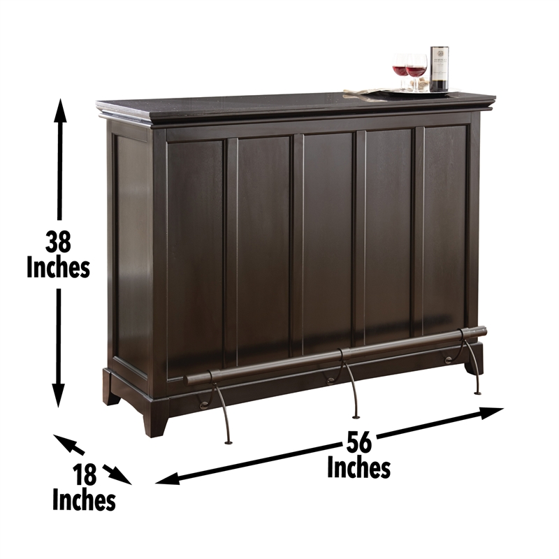 Garcia Counter Height Home Bar with Foot Rail in Ebony Brown