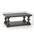 Dory Coffee Table in Ebony Finish with planked top and pedestal base