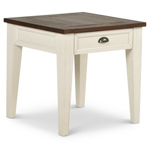 Cayla 1 Drawer End Table in Dark Oak and White