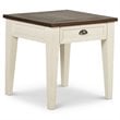 Cayla 1 Drawer End Table in Dark Oak and White