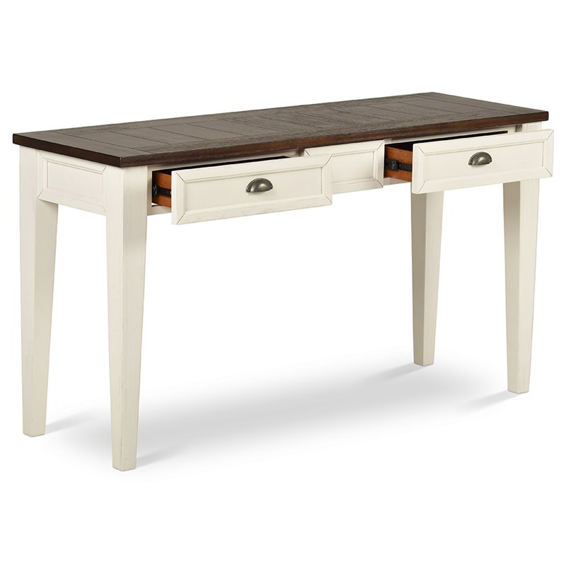 Cayla Console Table in Dark Oak and White