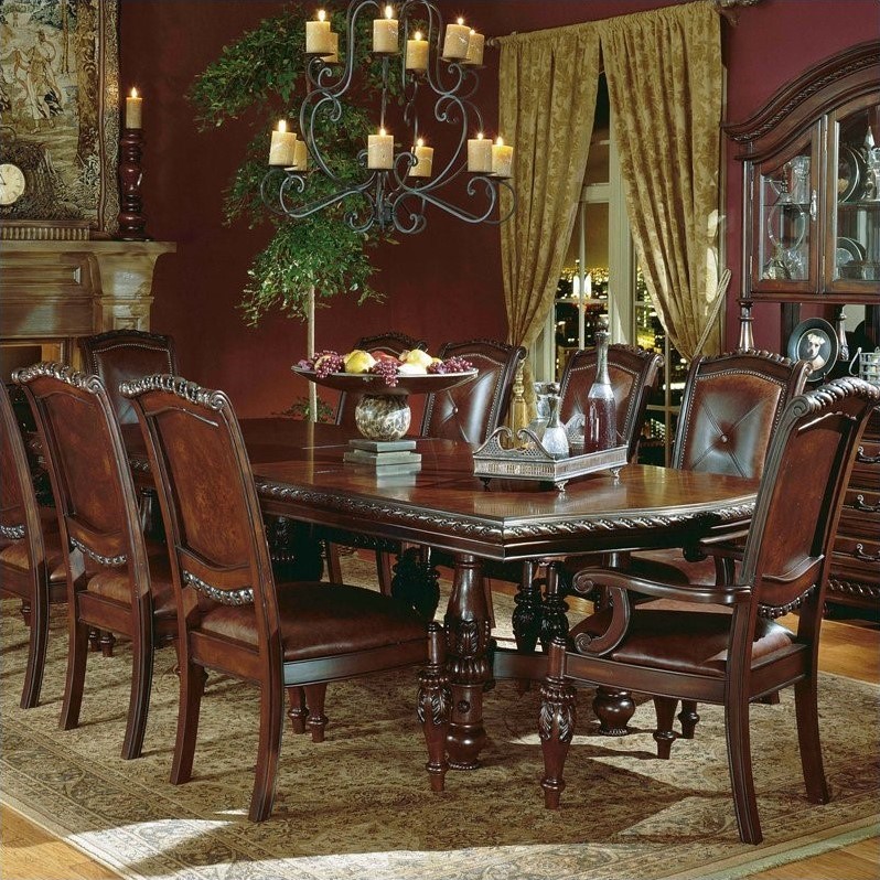 Antoinette Extension Dining Table in Cherry and Mahogany Finish