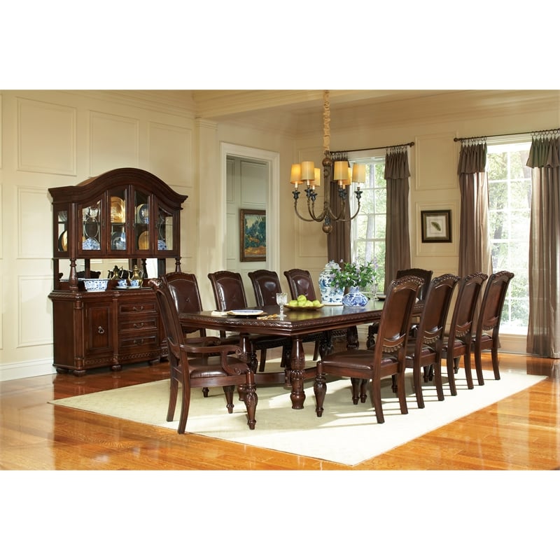 Steve Silver Company Antoinette Leather Dining Chair in Cherry