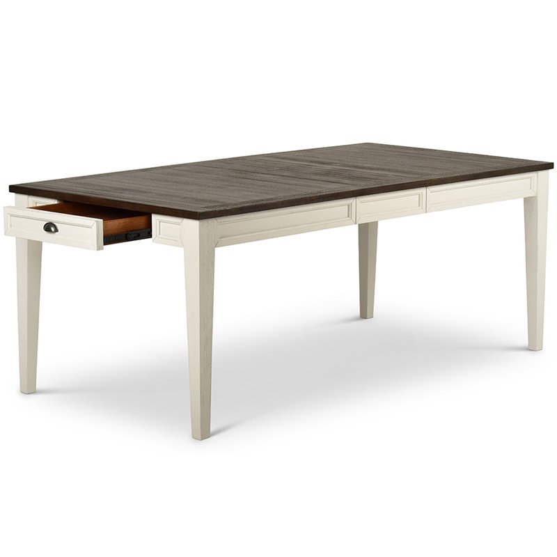 Cayla Extendable Dining Table in Dark Oak with distressing