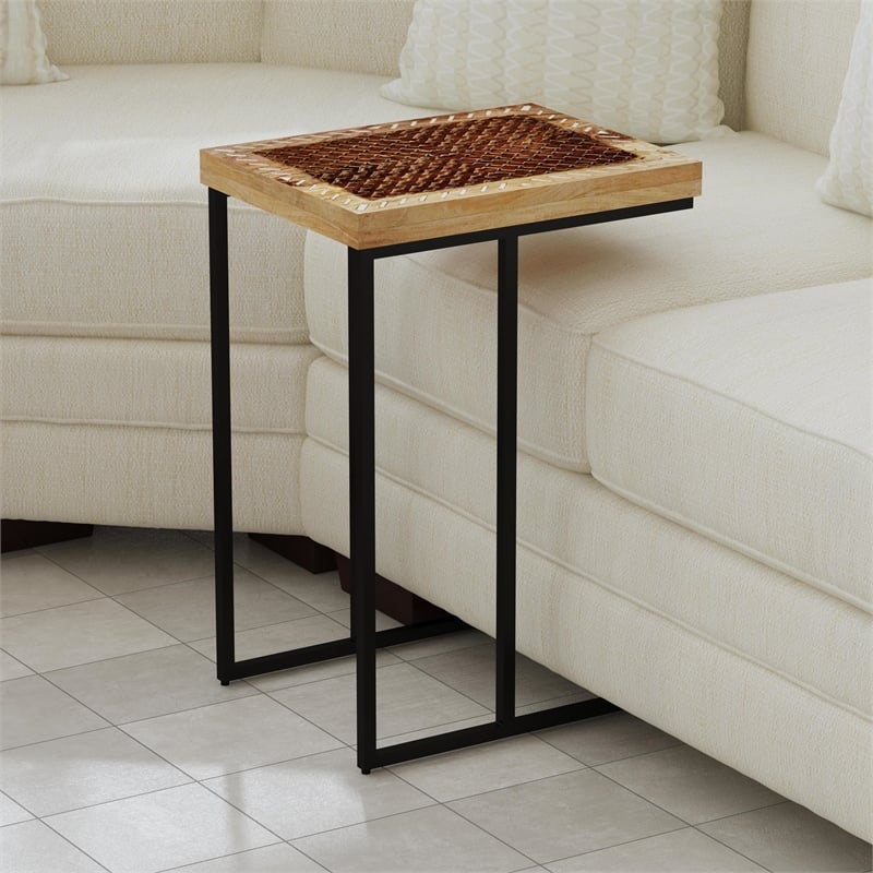 Steve Silver Parris Metal Accent Chairside Table in Natural and Black