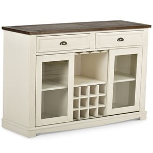 Steve Silver Cayla Wine Rack Buffet in Dark Oak and White Wood