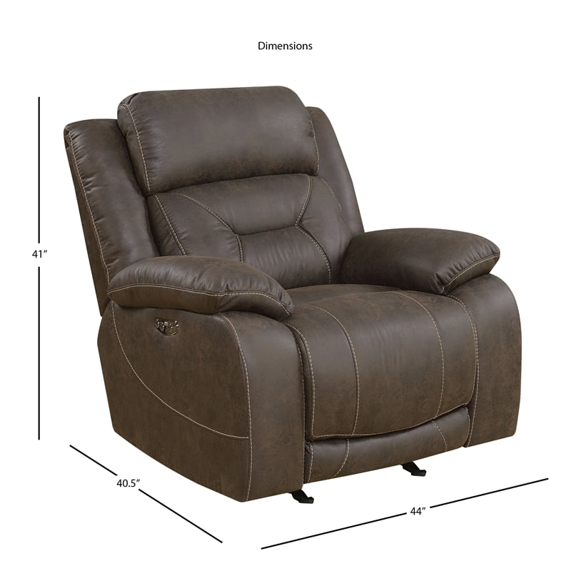 Steve Silver Aria Faux Leather Glider Recliner in Saddle Brown