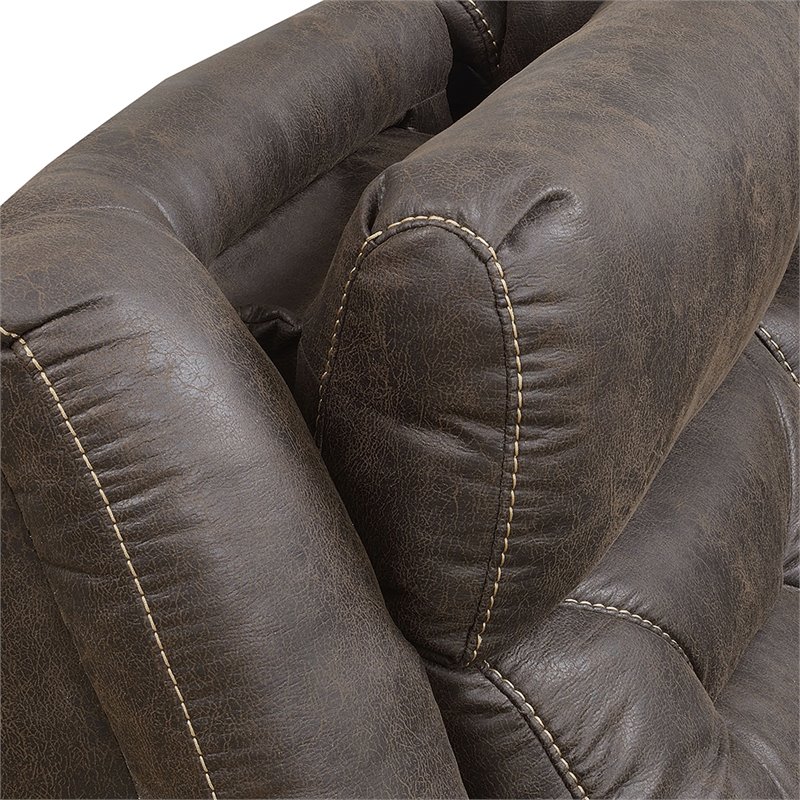 Steve Silver Aria Faux Leather Reclining Loveseat in Saddle Brown