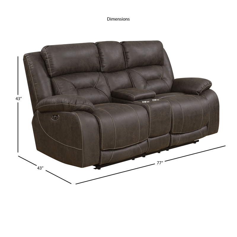 Steve Silver Aria Faux Leather Reclining Loveseat in Saddle Brown