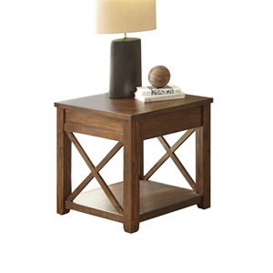 Steve Silver Lenka 24&quot Square Wood End Table in Brown Mocha Oak