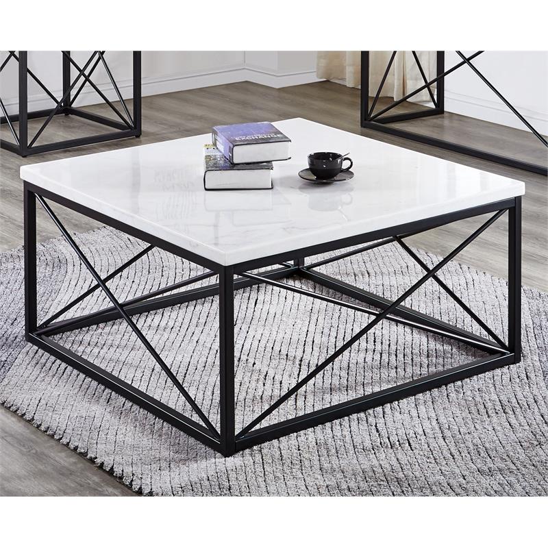 Steve Silver Skyler White Marble Top Square Cocktail Table