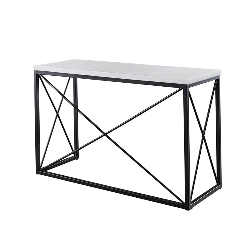 Steve Silver Skyler White Marble Top Rectangle Sofa Table