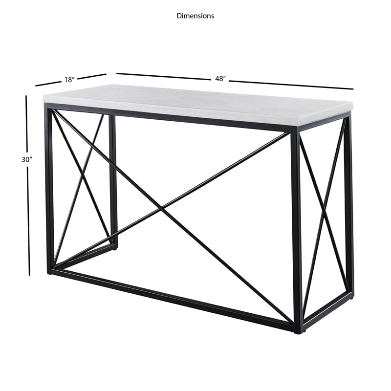 Steve Silver Skyler White Marble Top Rectangle Sofa Table