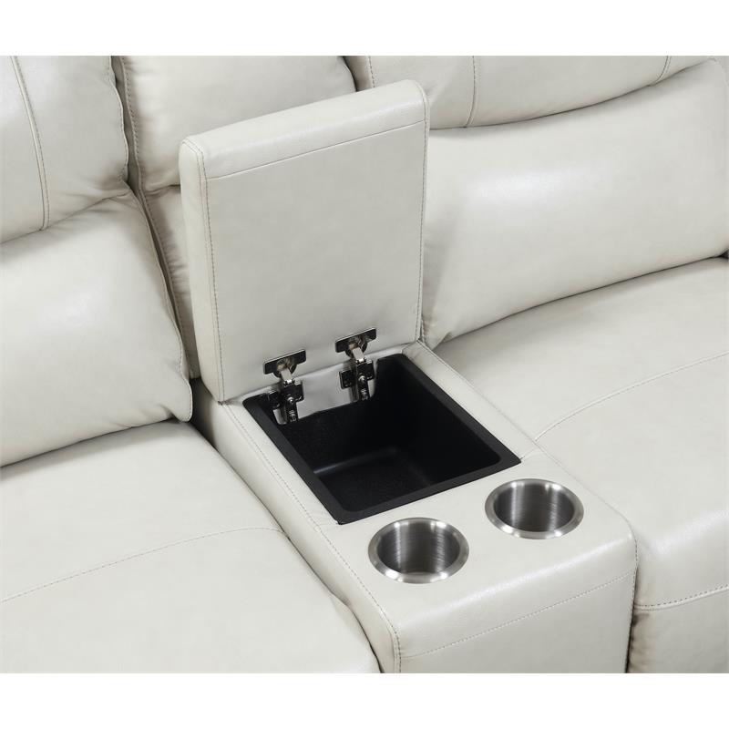 Steve Silver Laurel Ivory Leather Power Reclining Console Loveseat