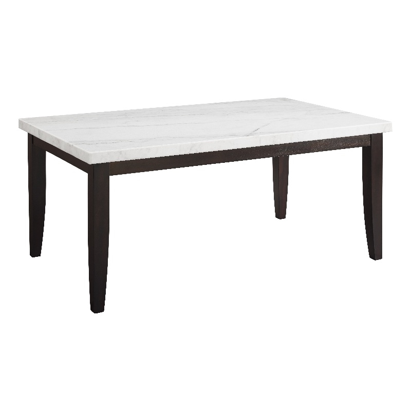 Francis Rectangular Dark Cherry and White Marble Top Dining Table