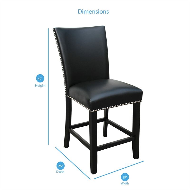 Steve Silver Camila Black Faux Leather Counter Chair