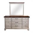 Bear Creek Rustic Ivory Nine Drawer Dresser and Mirror Set