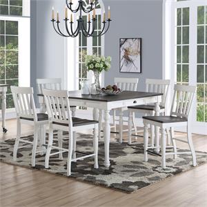 Joanna Two-Tone 7 Piece Counter Height Dining Set in White