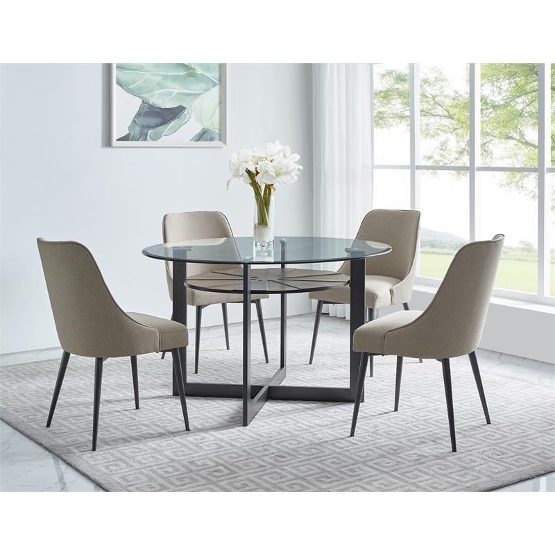 Steve Silver Olson Khaki Fabric and Dark Metal Side Chair