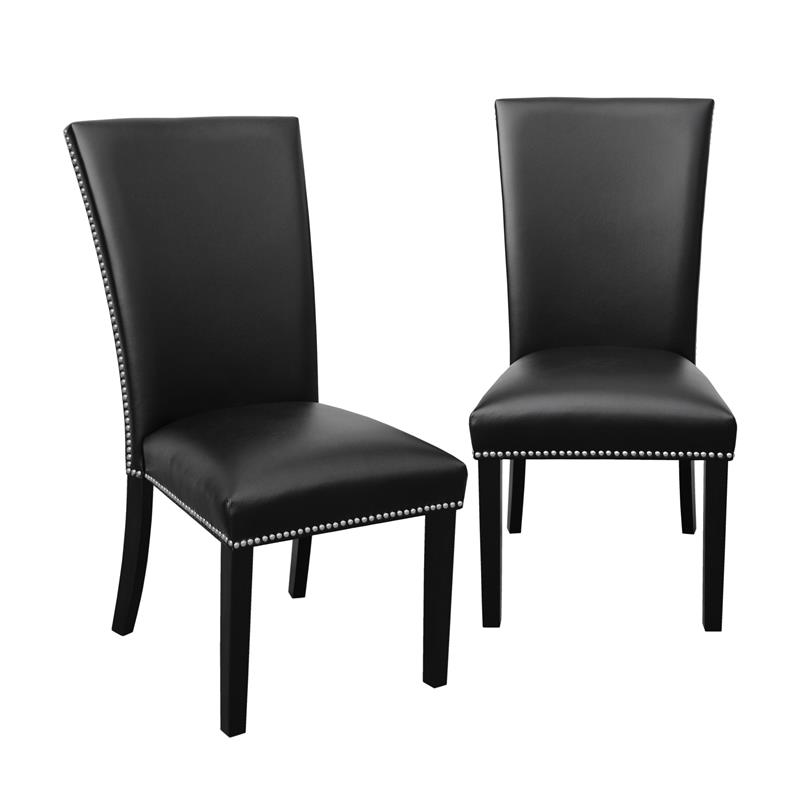 Camila Marble Top Square 9-Piece Dining Set with Black Chairs