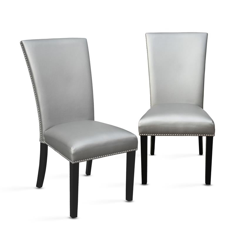 Camila Marble Top Square 9-Piece Dining Set with Silver Chairs