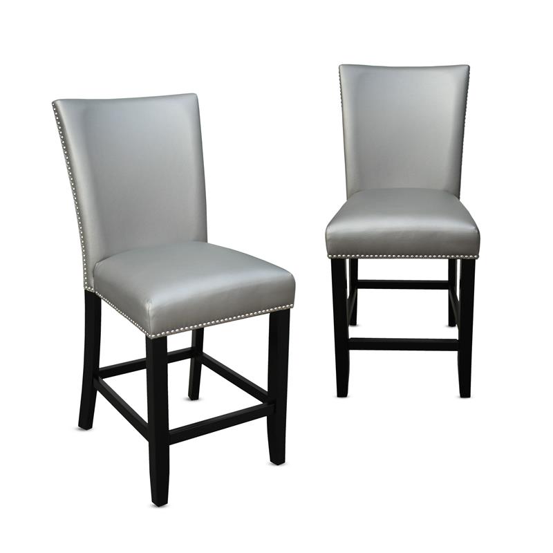 Camila Marble Top Square 9-Piece Counter Height Dining Set - Silver