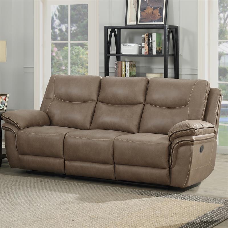 Isabella Sandy Beige Faux Leather Recliner Sofa