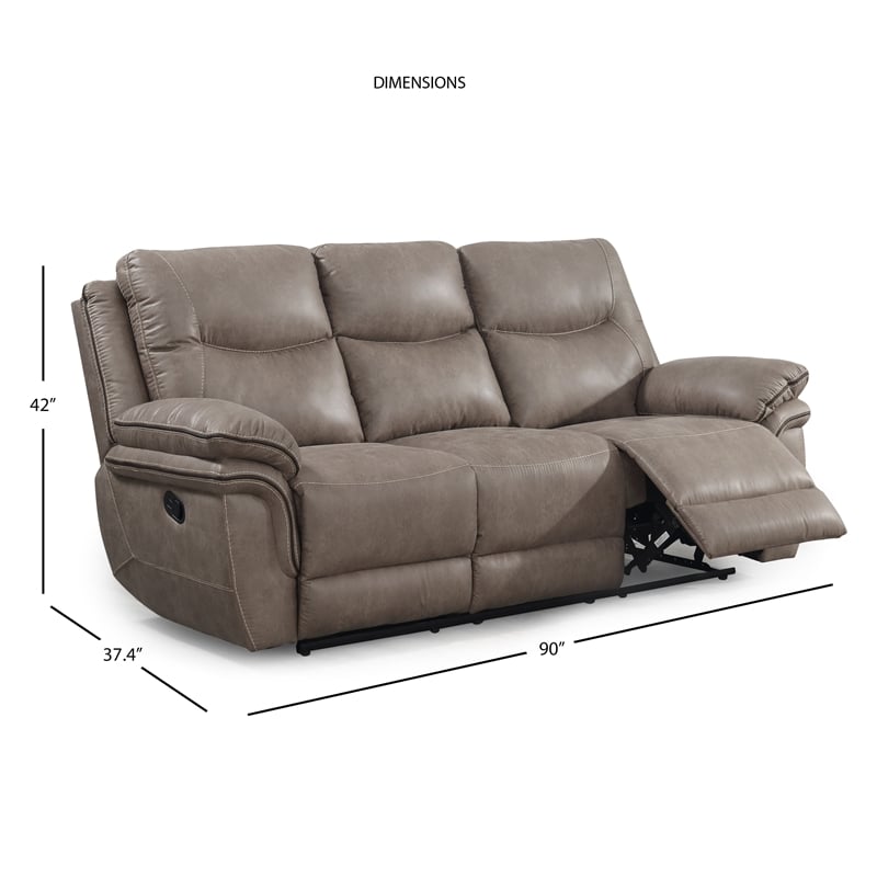 Isabella Sandy Beige Faux Leather Recliner Sofa