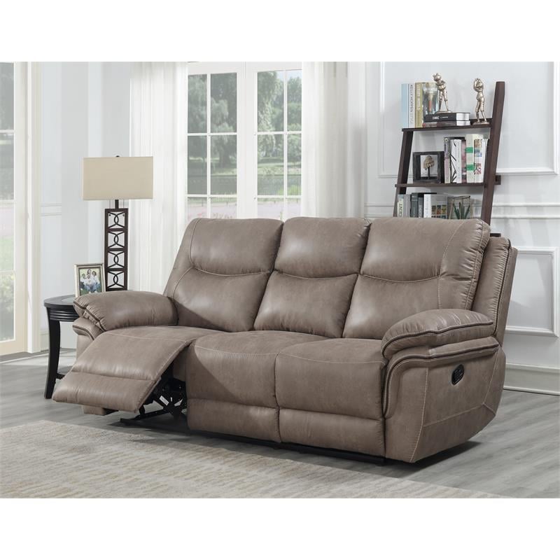 Isabella Sandy Beige Faux Leather Recliner Sofa