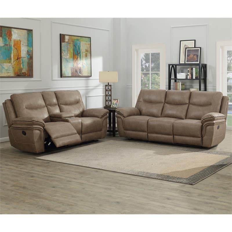 Isabella Sand Sofa and Loveseat Recliner 2-Piece Set