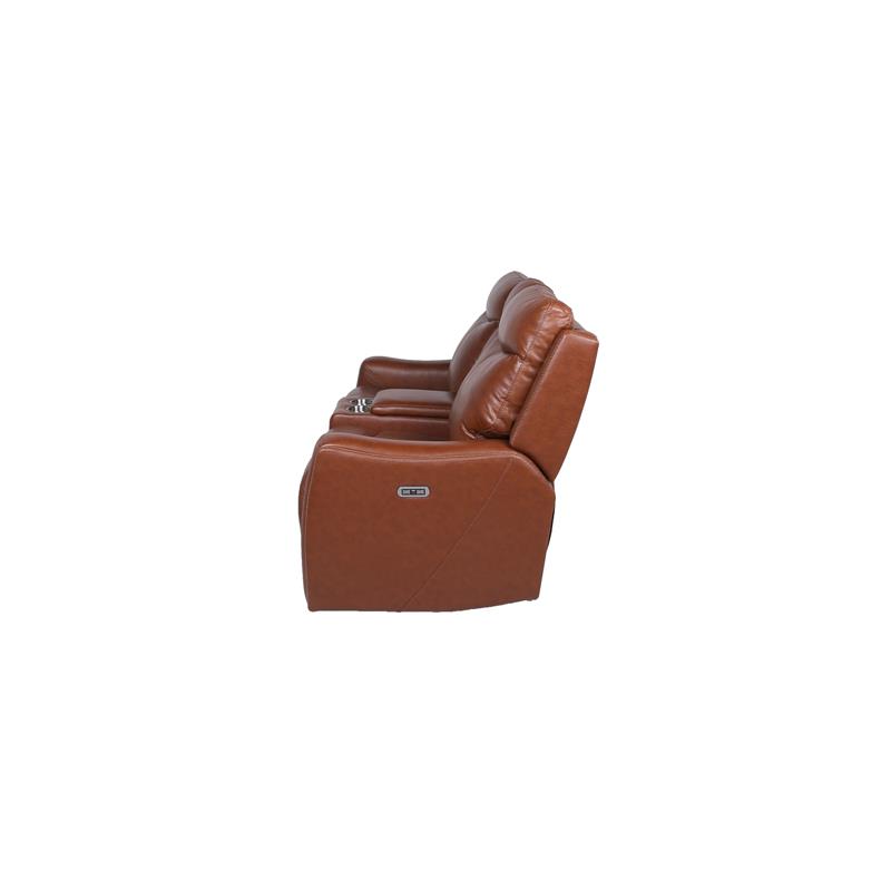 Natalia Caramel Leather Power Loveseat Console Recliner