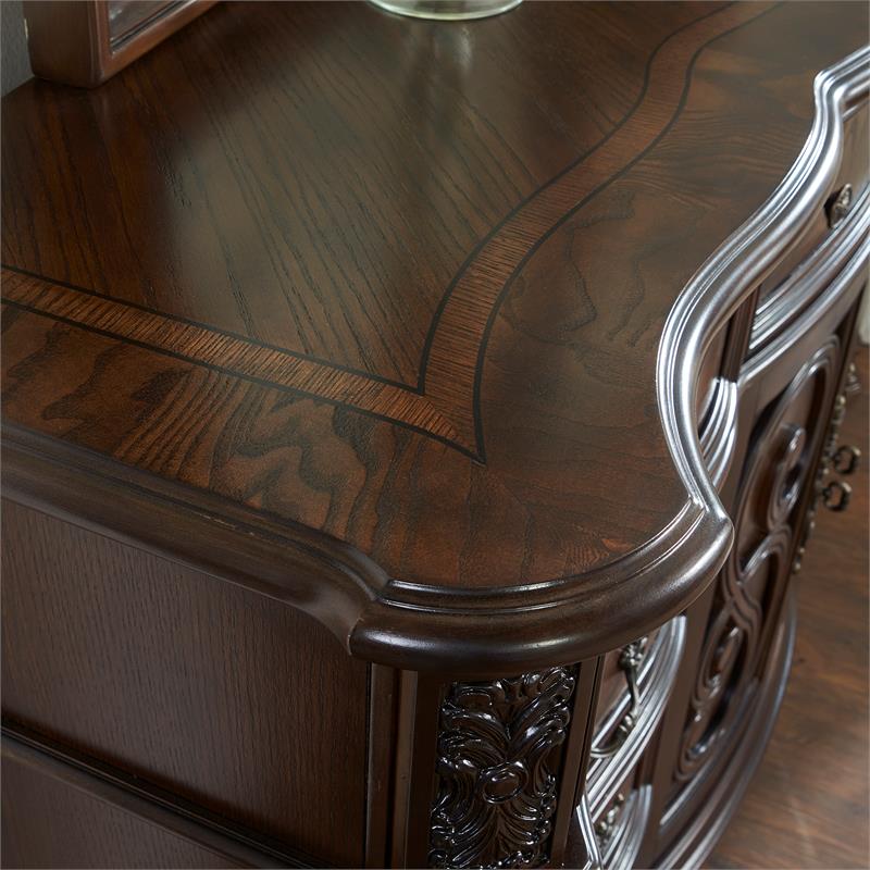 Royale Brown Cherry 9-Drawer Dresser and Mirror