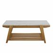 Celeste White Marble Top Wood Farmhouse Cocktail Table