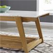 Celeste White Marble Top Wood Farmhouse Cocktail Table