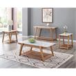 Celeste White Marble Top Wood Farmhouse Cocktail Table