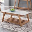 Celeste White Marble Top Wood Farmhouse Cocktail Table