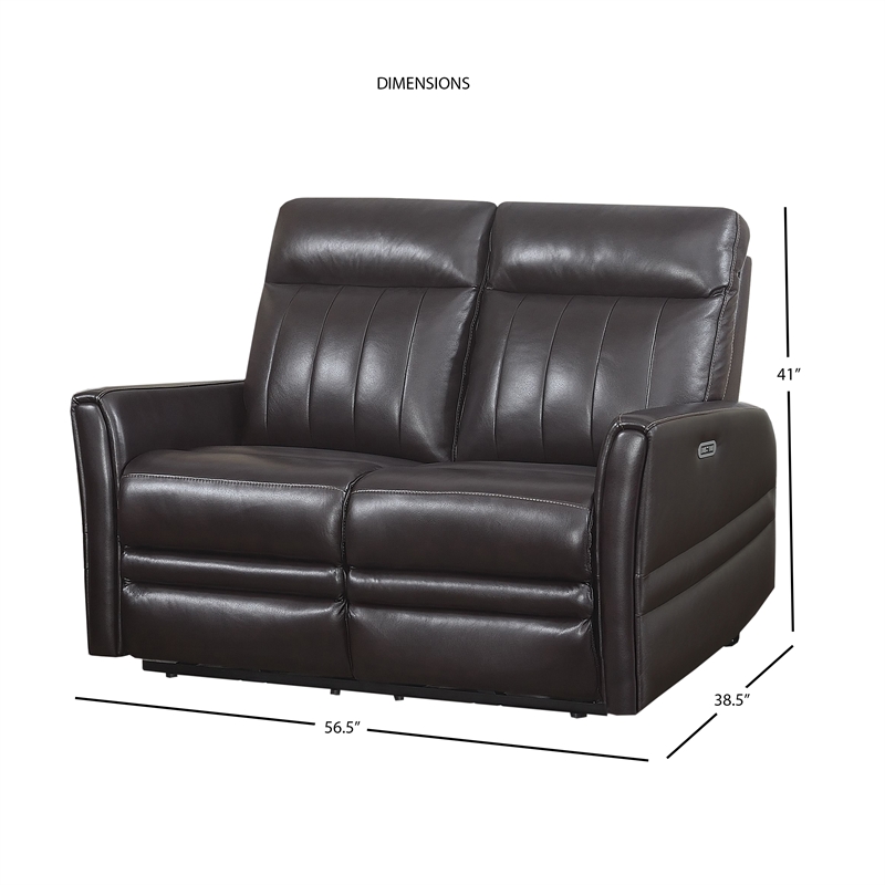 Coachella Brown Leather Power Recliner Loveseat