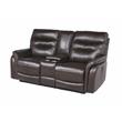 Fortuna Dark Brown Espresso Leather Power Recliner Console Loveseat
