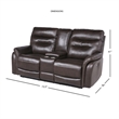 Fortuna Dark Brown Espresso Leather Power Recliner Console Loveseat
